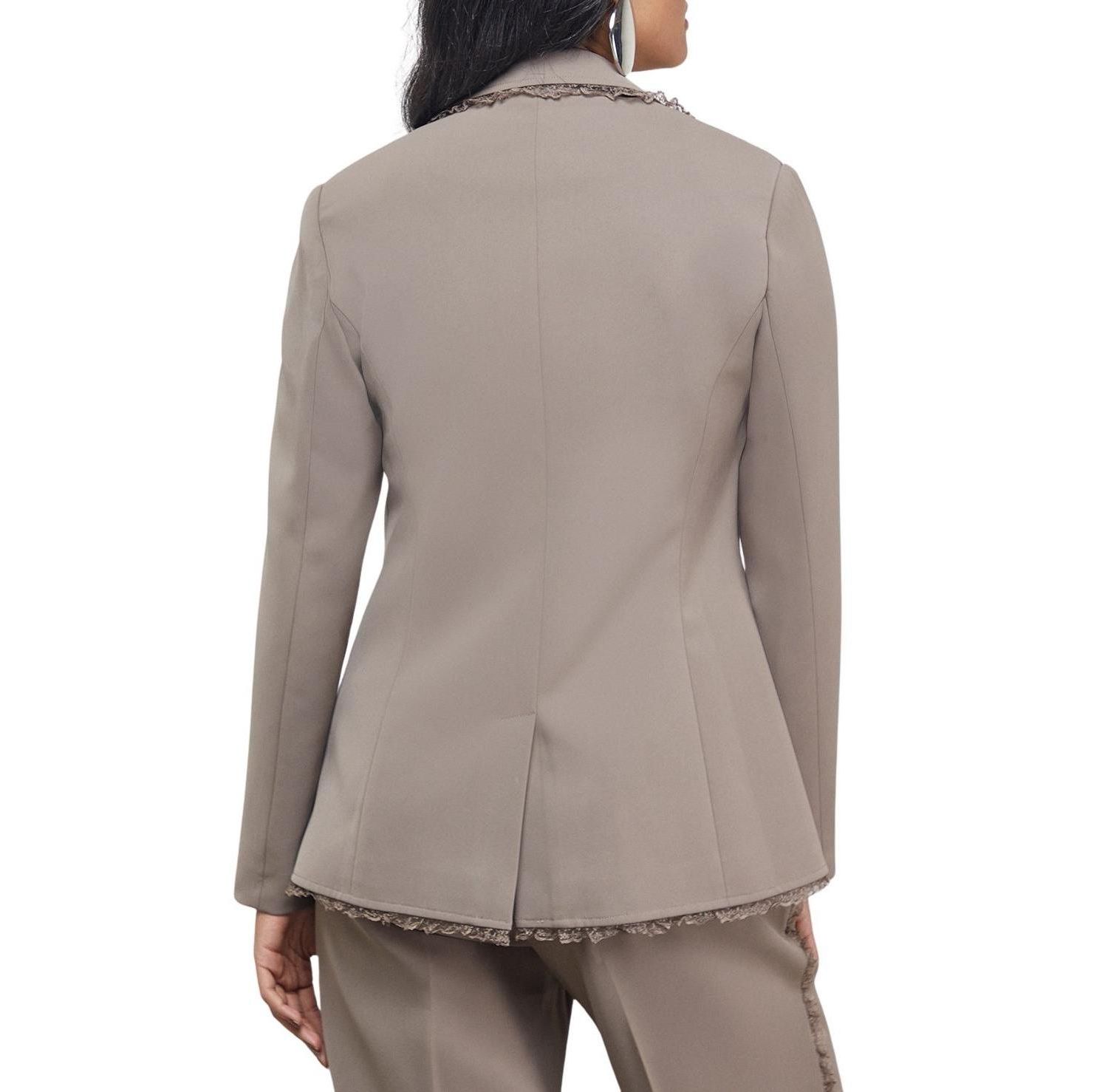 Women's Oversized Lace Frill Trim Blazer