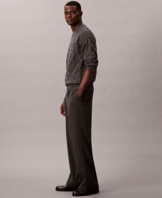 Men's Lambswool Blend Cable-Knit Crewneck Sweater