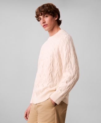 Men's Lambswool Blend Cable-Knit Crewneck Sweater