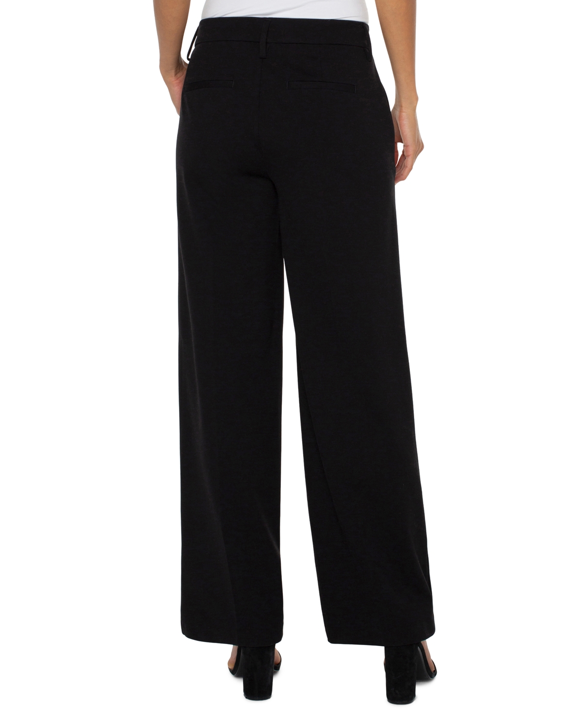 Liverpool Los Angeles Petite Kelsey Wide-leg Trousers In Black
