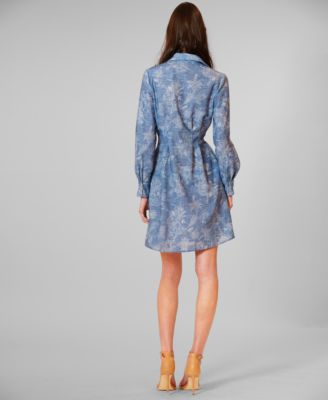 Women's Long-Sleeve V-Neck Short Dress