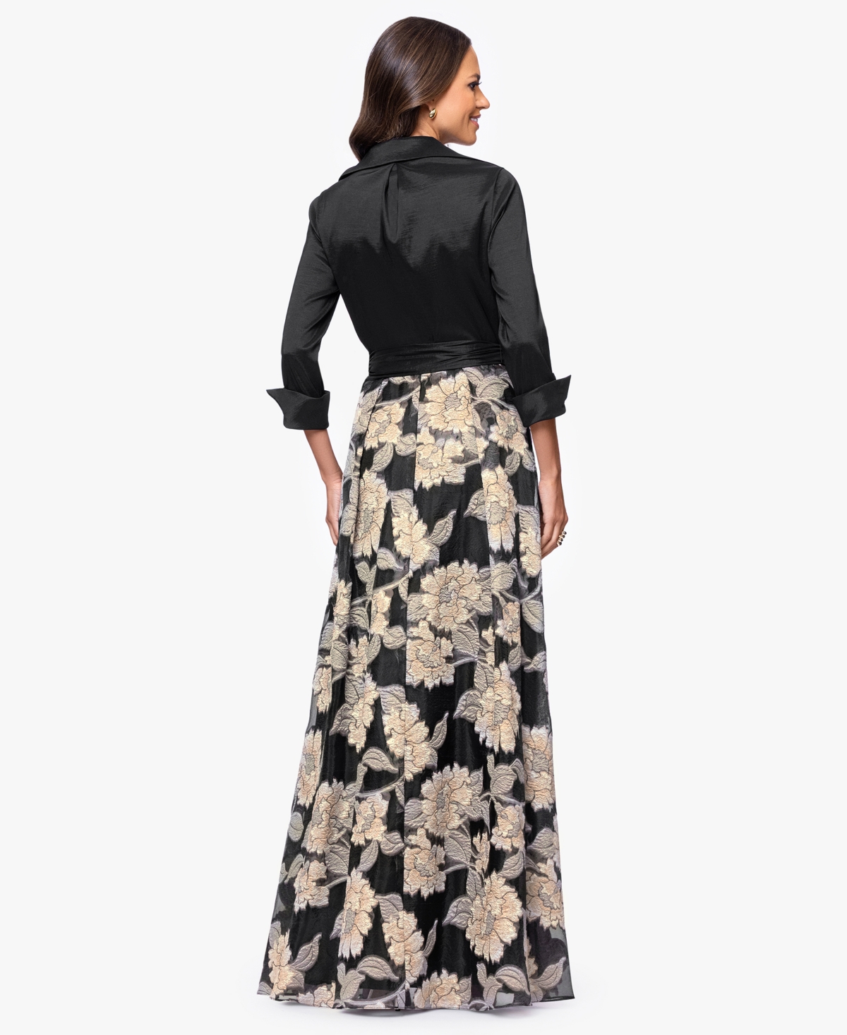 Betsy & Adam Women's Collared Long-sleeve Shirt Dress In Black