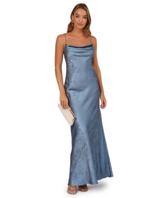 Women's Cowl Neck Foiled Long Dress