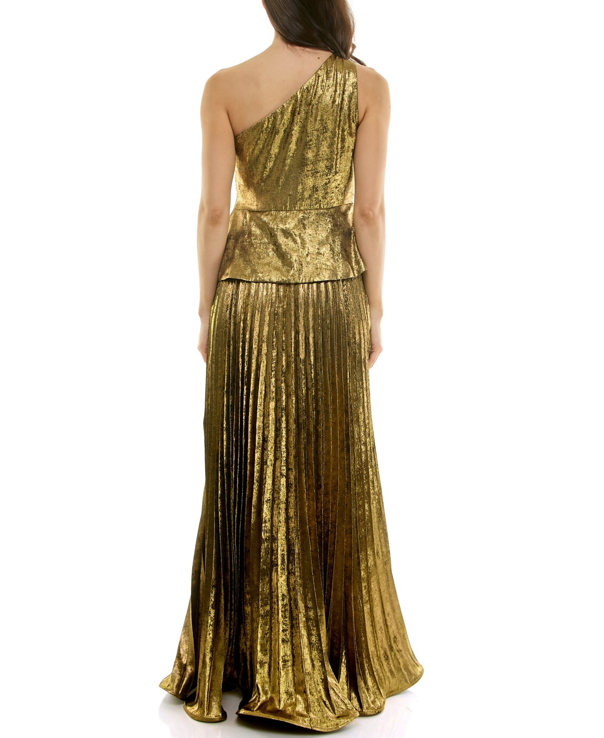 Taylor Women's One-shoulder Flounce Hem Maxi Dress In Gold