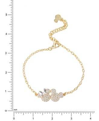 Cubic Zirconia Minnie & Mickey Bracelet in 18k Yellow Gold Over Sterling Silver