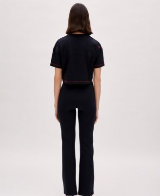 Women's Cotton Stitch Detail Cropped T-Shirt