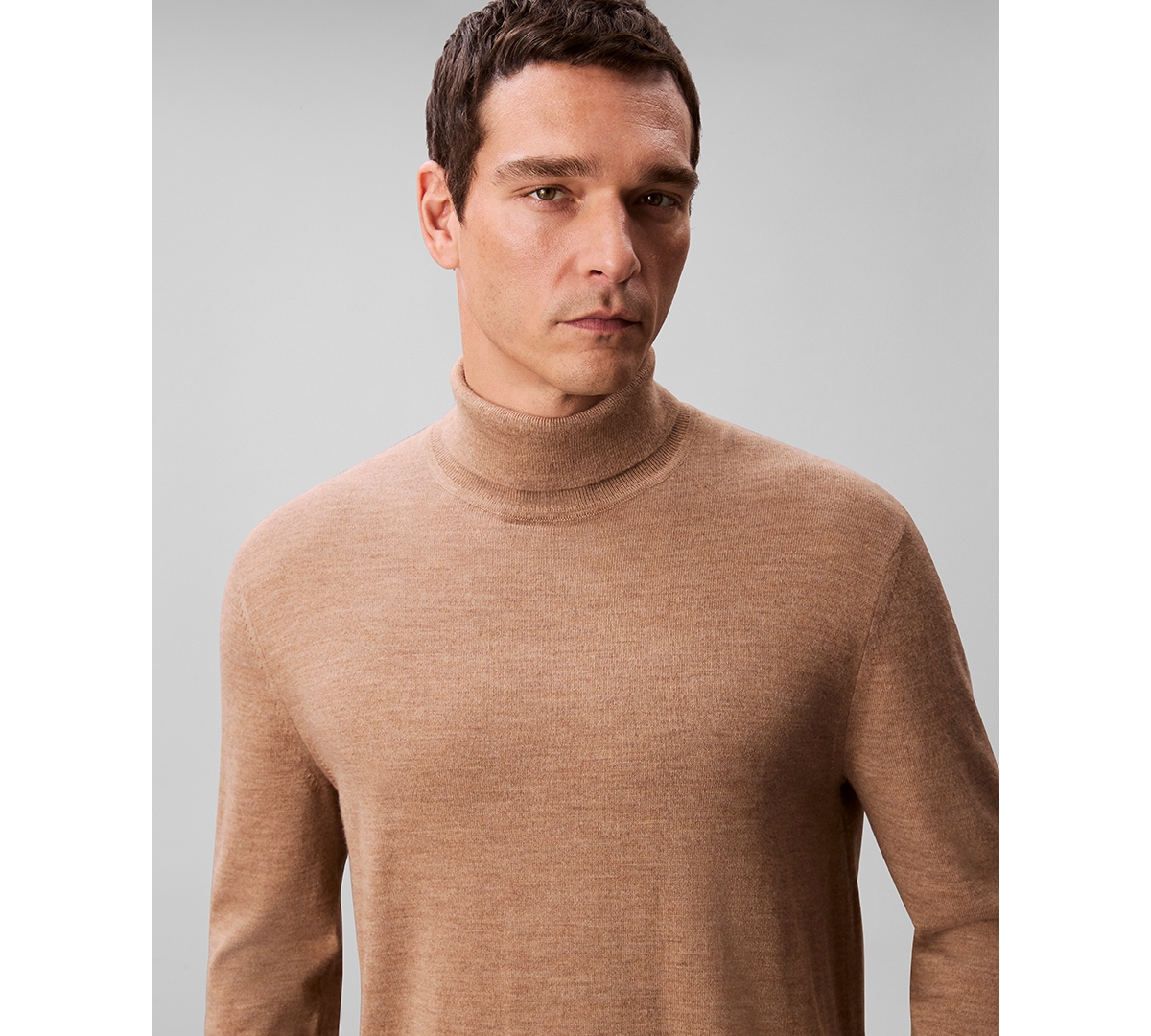 Calvin Klein Men's Merino Wool Blend Turtleneck Sweater In Brown