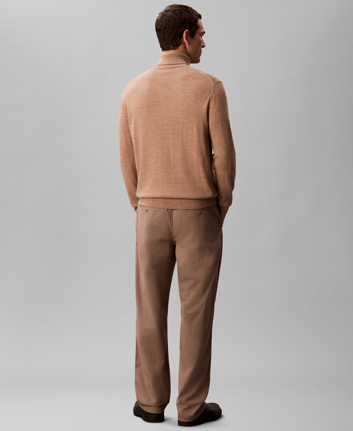 Calvin Klein Men's Merino Wool Blend Turtleneck Sweater In Brown