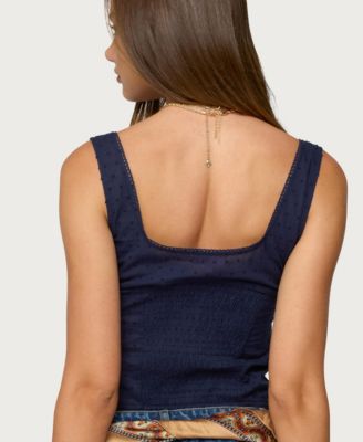 Women's Embroidered Cotton Button Up Top