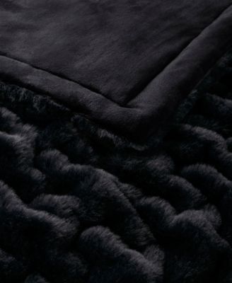 Ruched Reversible Faux-Fur Throw, 50" x 60"