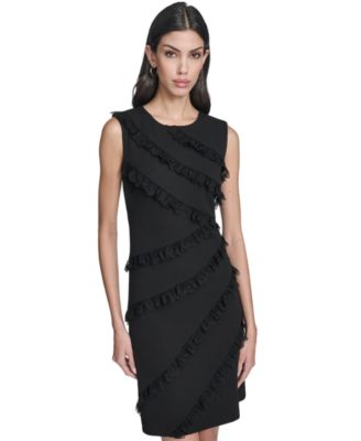 Women's Jewel Neck Asymmetrical Design Short Dress