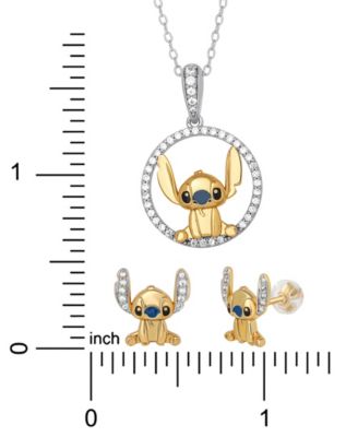 2-Pc. Cubic Zirconia Stitch Necklace and Earrings Set in 18k Yellow Gold Over Sterling Silver