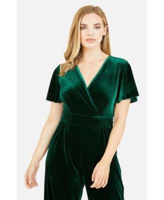Women's Angel Sleeve Velvet Jumpsuit