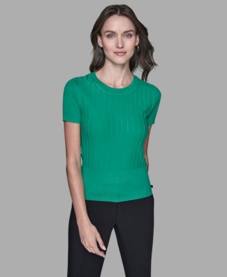 Women's Ribbed Short-Sleeve Sweater 