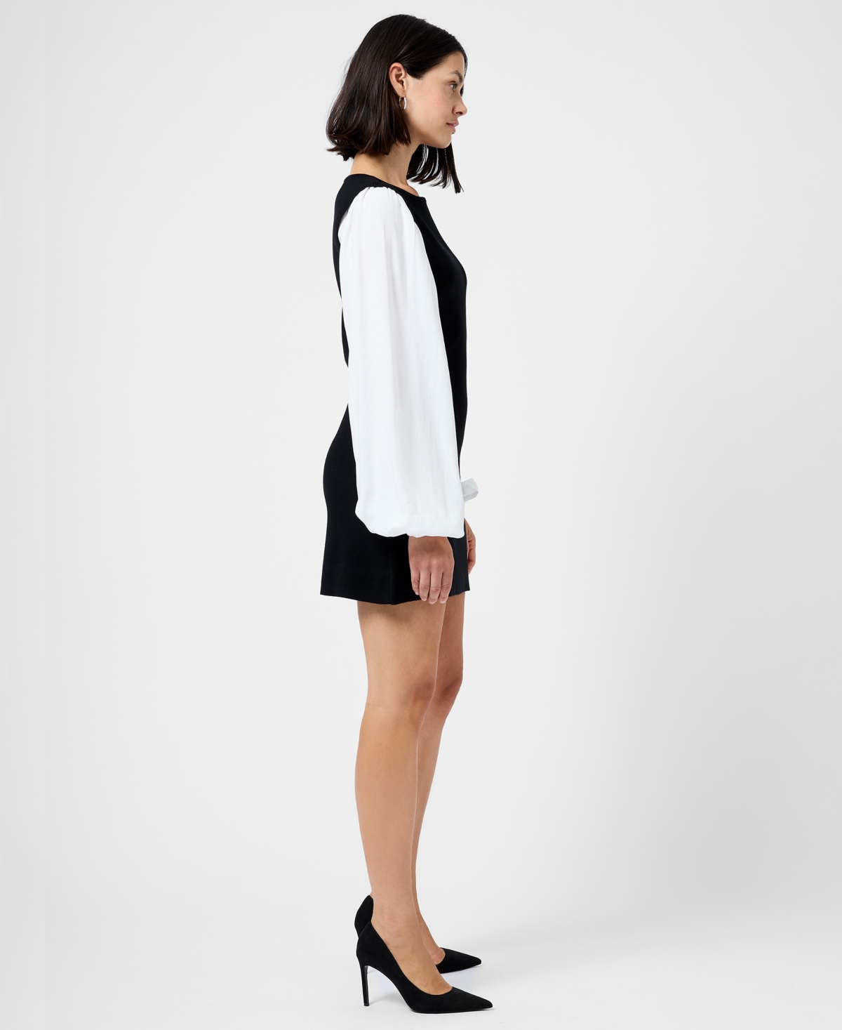 French Connection Women's Mixed Media Round Neck Mini Dress In Multi