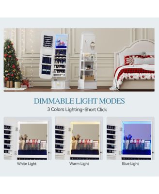 Standing Jewelry Cabinet with Full-Length Mirror & Storage