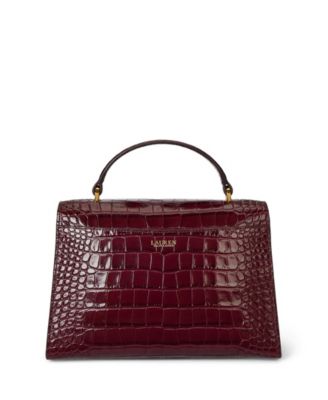 Crocodile-Embossed Medium Farrah Satchel Bag