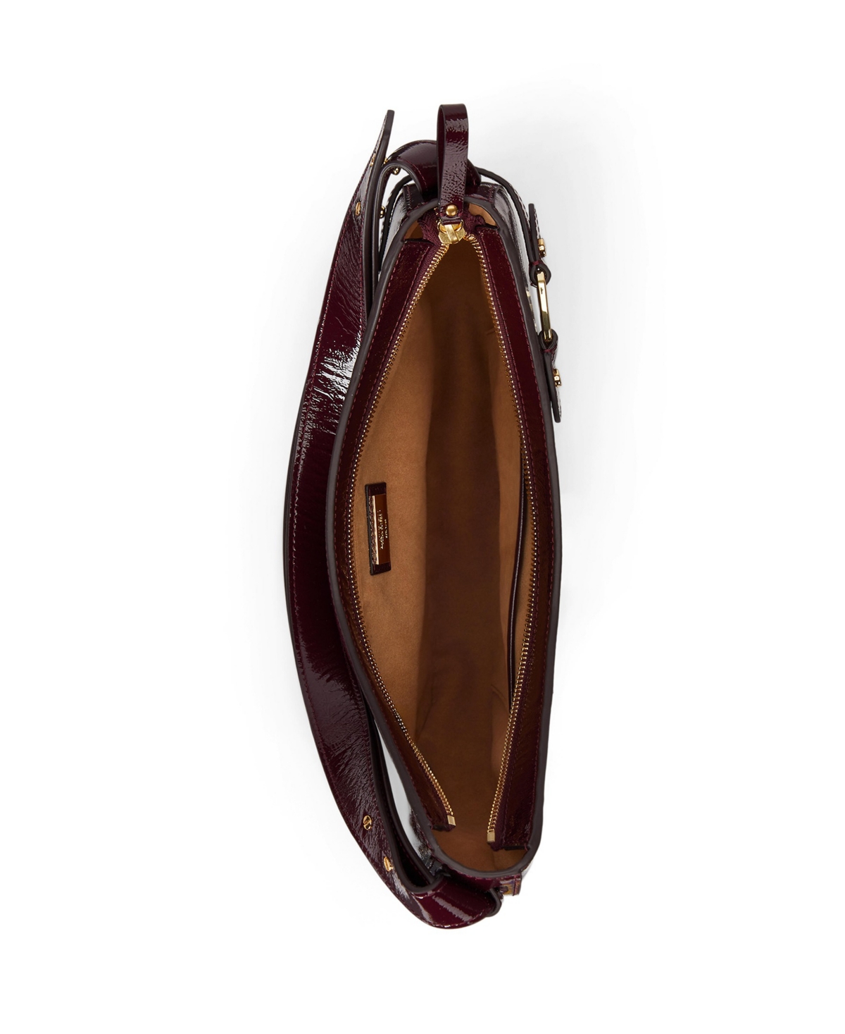 Ralph Lauren Crinkle Patent Leather Tasha Shoulder Bag In Burgundy