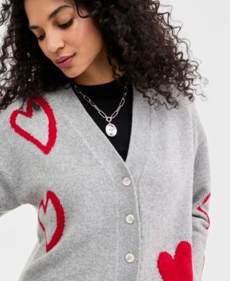 Women's Curved Hem Heart Cardigan, Macy's Exclusive