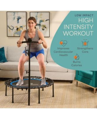 JumpTrack 40” Rebounder Trampoline with Jump Counter – Low-Impact Silent Bungee System for Home Cardio – Supports Up to 350 lbs