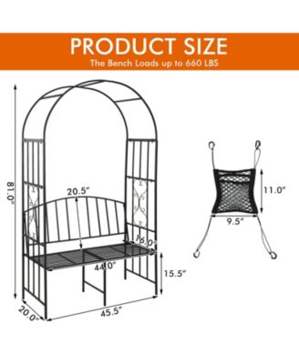 Steel Garden Arch with 2-Seat Bench