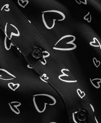 Women's Woven Open-Heart Button-Down Shirt, Macy's Exclusive
