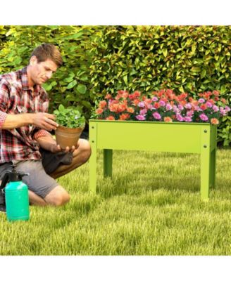 Metal Raised Garden Bed with Legs and Drainage Hole-24 x 11 x 18 inches