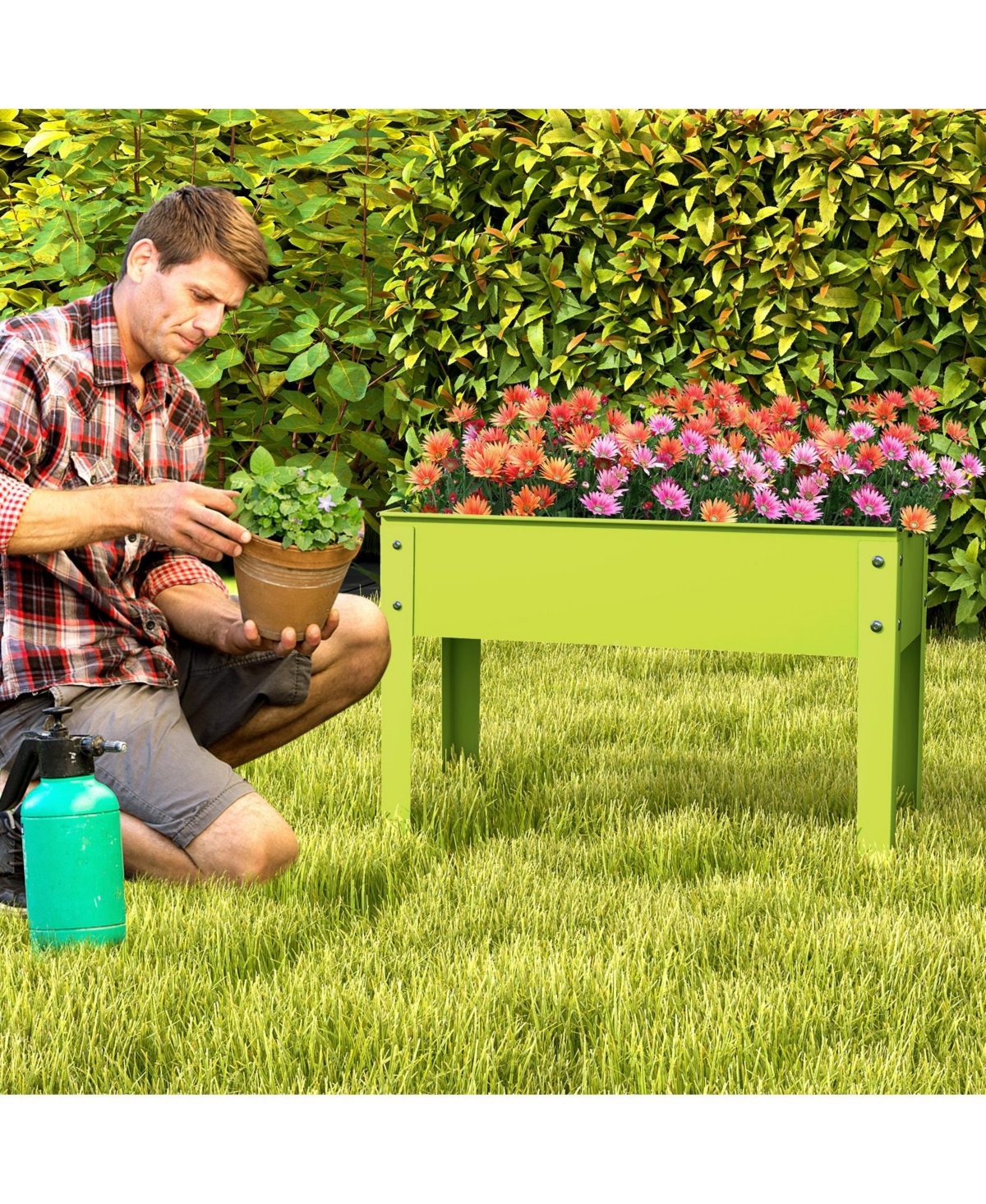 Metal Raised Garden Bed with Legs and Drainage Hole-24 x 11 x 18 inches