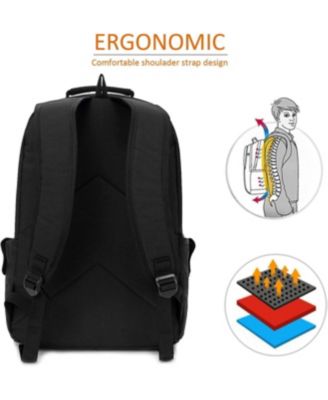 Inch Laptop Backpack for Men & Women, Water Resistant Computer Bag with USB Charging Port for College, Travel, Office - Black
