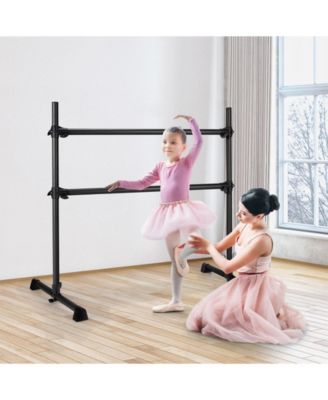 4 Feet Double Ballet Barre Bar With Adjustable Height-Black.