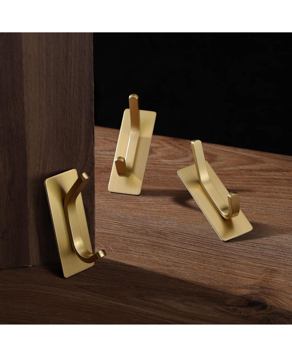 Towel Hooks/Adhesive Hooks - Brushed Gold Wall Hooks for Hanging Coat, Hat, Towel Robe Hook, Bathroom and Bedroom 4-Packs, Stainless Steel