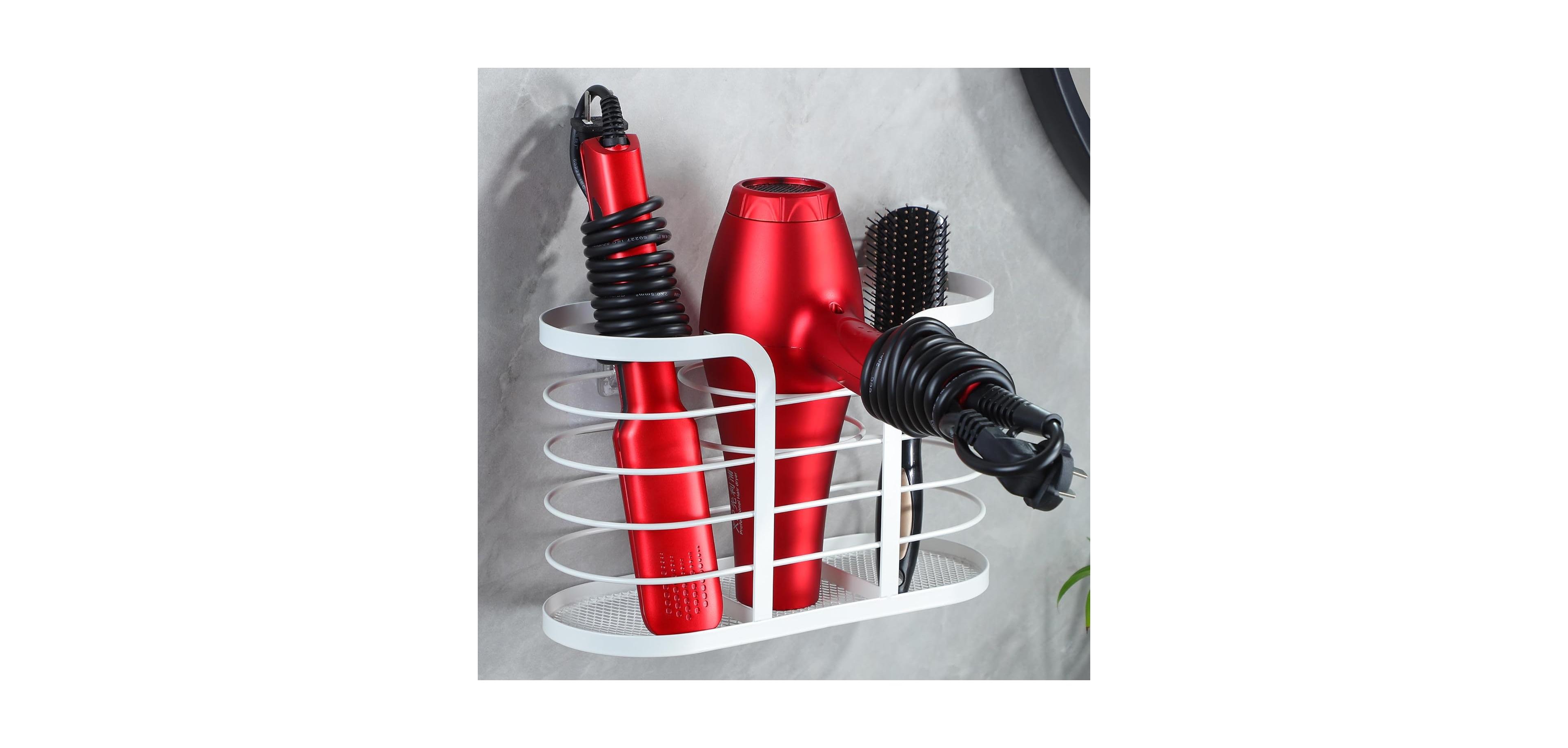 Yigii Hair Dryer Holder - Adhesive Blow Dryer Holder/Hair Tool Organizer Bathroom Organizer Stick on Wall Mounted Multi-Functional Hair Dryer Rack
