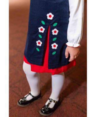 Baby Girls Corduroy Jumper With Flowers