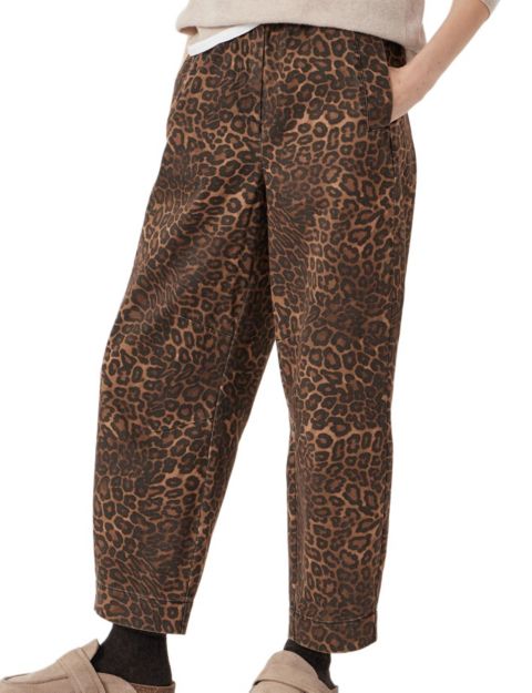 Женские брюки Hush Jack Barrel Leg Pull On Cotton, цвет: Коричневый леопардовый с принтом