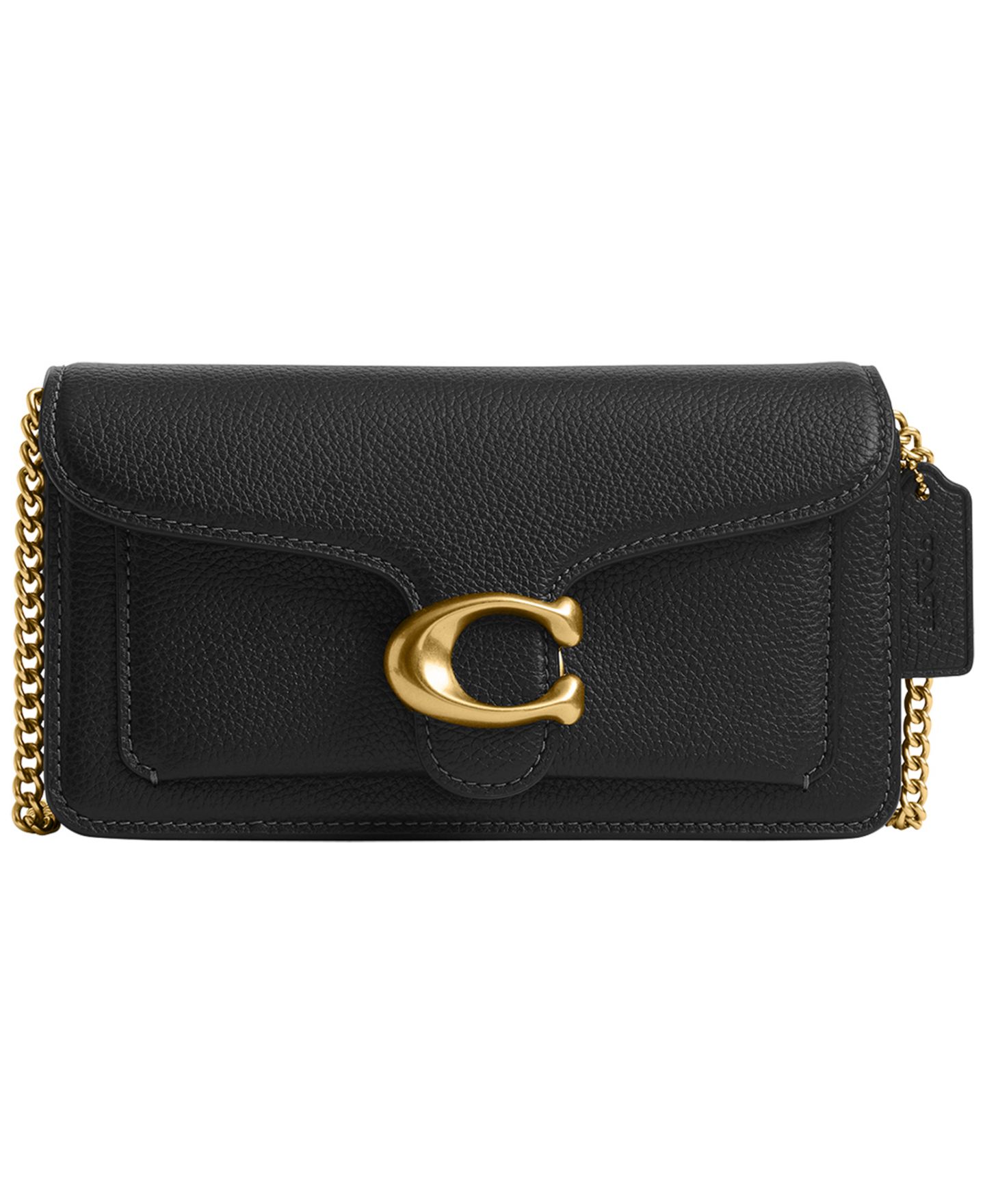 Женская сумка COACH Tabby Mini Pebble Leather Chain Crossbody 19, цвет: Латунный / Чёрный — фото 1