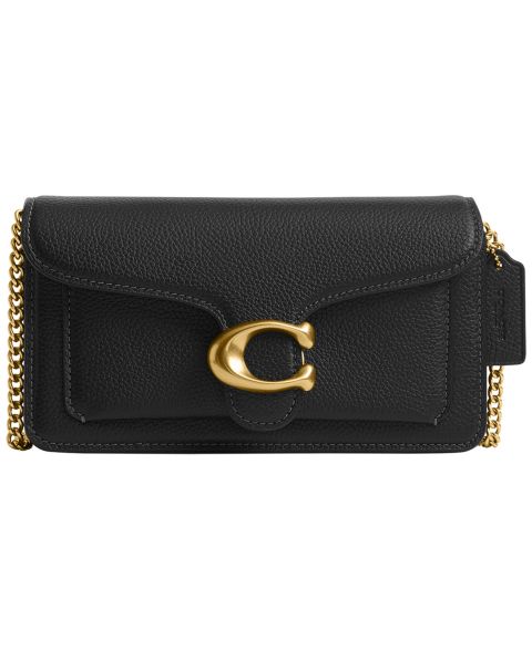 Женская сумка COACH Tabby Mini Pebble Leather Chain Crossbody 19, цвет: Латунный / Чёрный