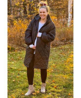 Maternity Olive Quilted Long Puffer Jacket