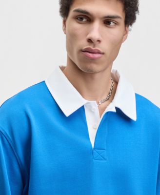 Men's Cotton Contrast-Collar Relaxed Rugby Polo Shirt