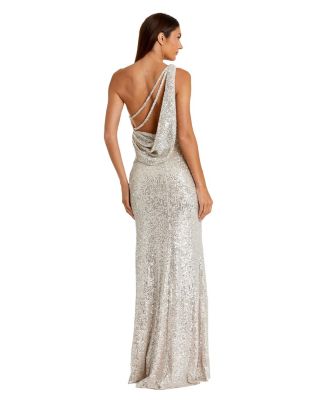 Women's Ieena Sequined One Shoulder Draped Back Gown
