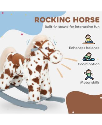 Rocking Horse, Horse Rocker with Rabbit Toy and Realistic Sound