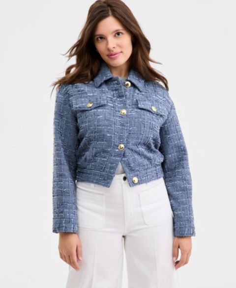 Женские куртки On 34th Woven Solid Cropped Tweed Jacket
