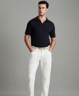 Men's Merino Wool Open Collar Polo Shirt