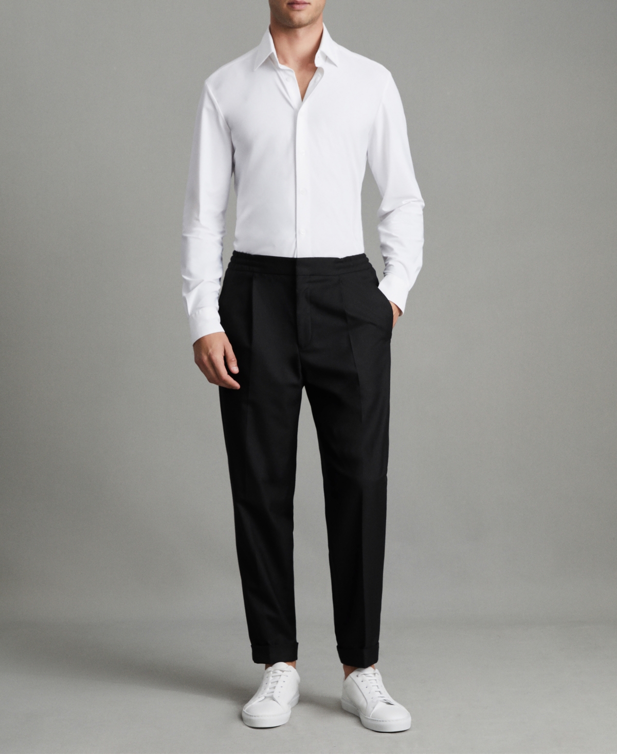 Reiss Men's Relaxed Drawstring Turn-Ups Pants