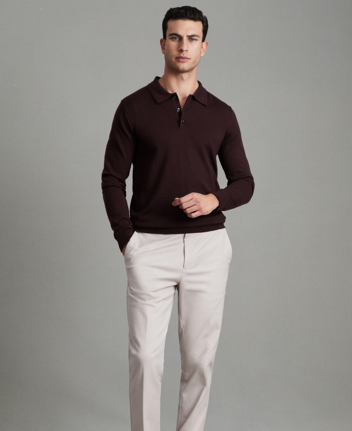 Reiss Men's Merino Wool Polo Shirt