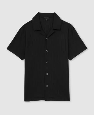 Men's Textured-Knit Cuban-Collar Shirt