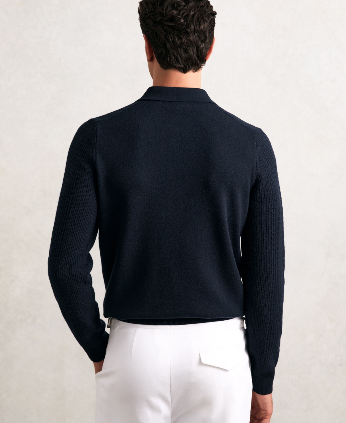 Reiss Men's Hamilton Wool Waffle-knit Half-zip Polo Shirt In Black