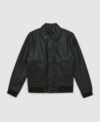 Men's Grained-Leather Zip-Through Jacket