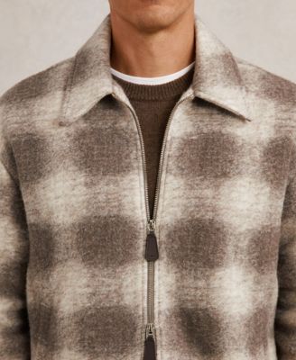 Men's Brushed Check Zip-Through Wool Overshirt