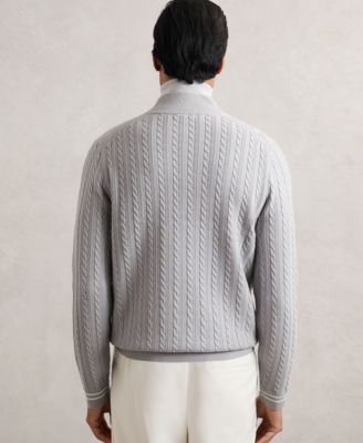 Men's Half-Zip Cable-Knit Wool Sweater