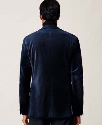 Men's Single-Breasted Velvet Slim-Fit Blazer